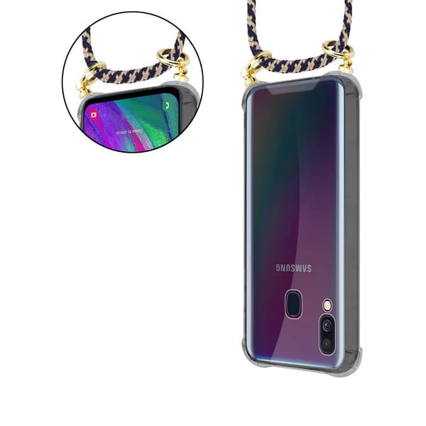 Samsung Galaxy A40 Suojakuori ketju Silikoni suojakotelo Gold Rings johto hihna ja irrotettava asia