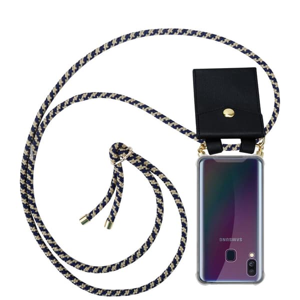 Samsung Galaxy A40 Suojakuori ketju Silikoni suojakotelo Gold Rings johto hihna ja irrotettava asia