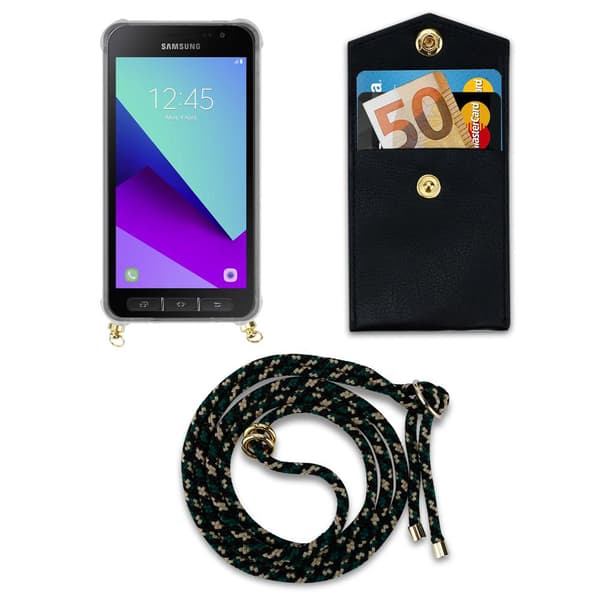 Mobiltelefonkedja för Samsung Galaxy XCover 4 / XCover 4s Skal Fodral Case Cover Skyddande silikonhölje Fodral med guldringar, rem för sladd och