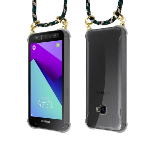 Mobiltelefonkedja för Samsung Galaxy XCover 4 / XCover 4s Skal Fodral Case Cover Skyddande silikonhölje Fodral med guldringar, rem för sladd och