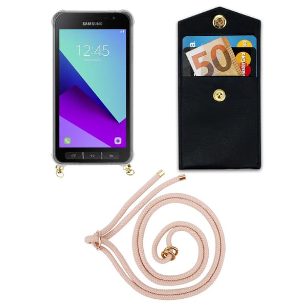 Deksel med kedja for Samsung Galaxy XCover 4 / XCover 4s Case med gullringer, ledningsstropp og avtakbart etui