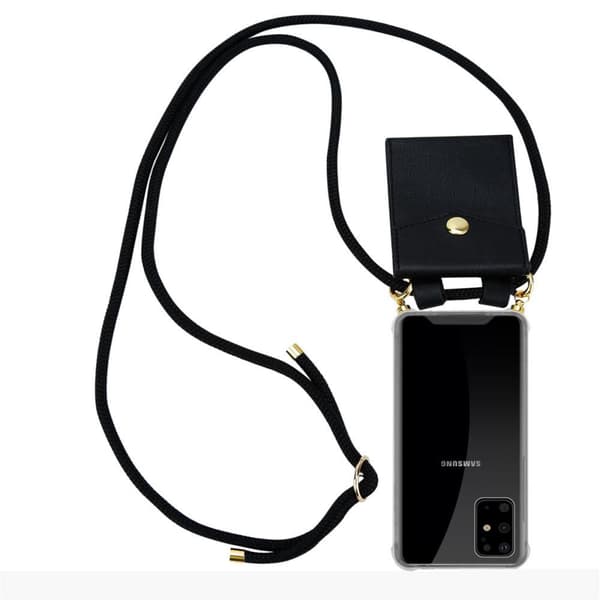 Deksel med kedja for Samsung Galaxy S20 PLUS Case med gullringer, ledningsstropp og avtakbart etui