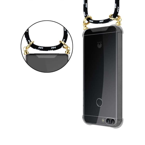 Deksel med kedja for Huawei P SMART 2018 / Enjoy 7S Case med gullringer, ledningsstropp og avtakbart etui