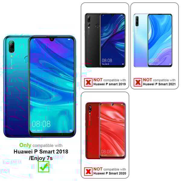 Deksel med kedja for Huawei P SMART 2018 / Enjoy 7S Case med gullringer, ledningsstropp og avtakbart etui