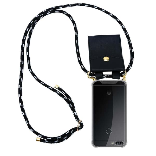Deksel med kedja for Huawei P SMART 2018 / Enjoy 7S Case med gullringer, ledningsstropp og avtakbart etui