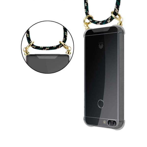 Deksel med kedja for Huawei P SMART 2018 / Enjoy 7S Case med gullringer, ledningsstropp og avtakbart etui