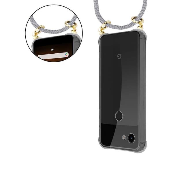 Deksel med kedja for Google PIXEL 3A XL Case med gullringer, ledningsstropp og avtakbart etui