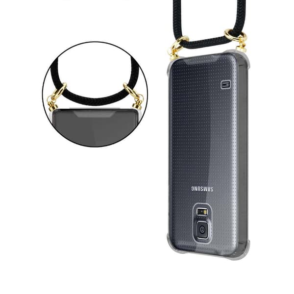 Samsung Galaxy S5 / S5 NEO Suojakuori ketju Silikoni suojakotelo Gold Rings johto hihna ja irrotettava asia
