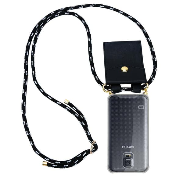 Samsung Galaxy S5 / S5 NEO Suojakuori ketju Silikoni suojakotelo Gold Rings johto hihna ja irrotettava asia