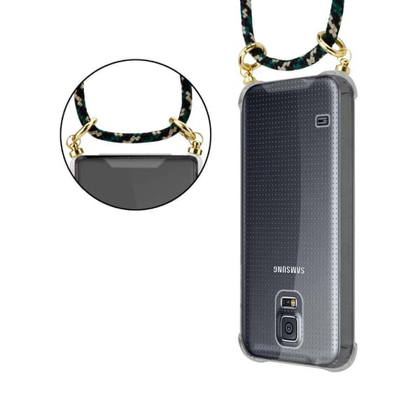 Samsung Galaxy S5 / S5 NEO Suojakuori ketju Silikoni suojakotelo Gold Rings johto hihna ja irrotettava asia