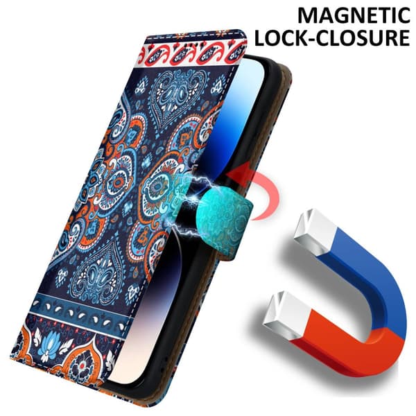 Lommebokdeksel til iPhone 14 PRO Beskyttelsesetui med magnetisk lukking, stativfunksjon og kortspor