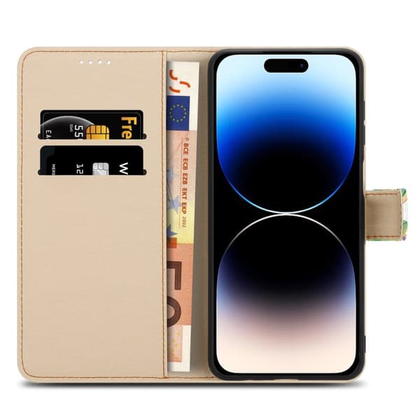 Lommebokdeksel til iPhone 14 PRO Beskyttelsesetui med magnetisk lukking, stativfunksjon og kortspor