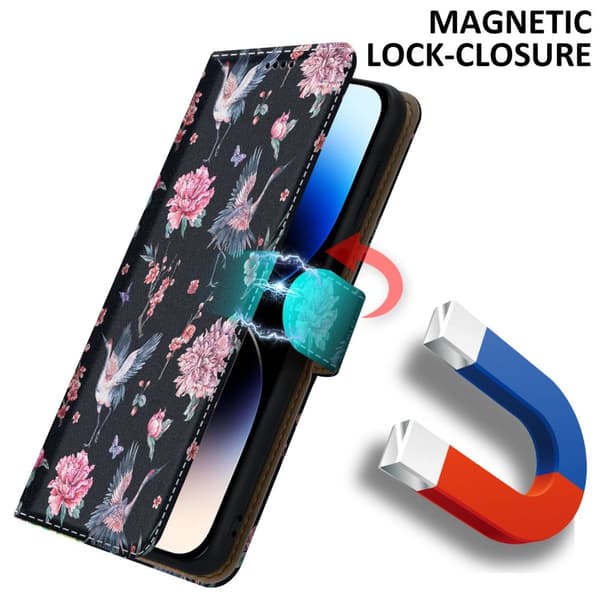 Lommebokdeksel til iPhone 14 PRO Beskyttelsesetui med magnetisk lukking, stativfunksjon og kortspor