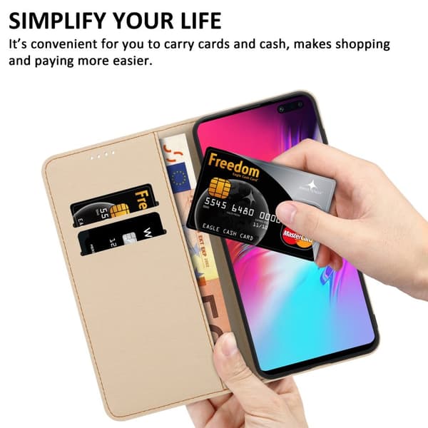 Samsung Galaxy S10 5G Suojakotelo Lompakkokotelo Matkapuhelinkotelo Suojakuori jossa on magneettisuljenta, jalusta ja korttipaikka