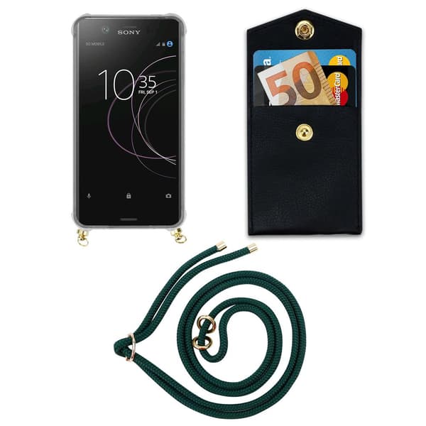 Sony Xperia XZ1 COMPACT Suojakuori ketju Silikoni suojakotelo Gold Rings johto hihna ja irrotettava asia