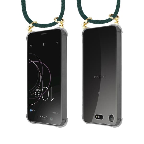 Sony Xperia XZ1 COMPACT Suojakuori ketju Silikoni suojakotelo Gold Rings johto hihna ja irrotettava asia