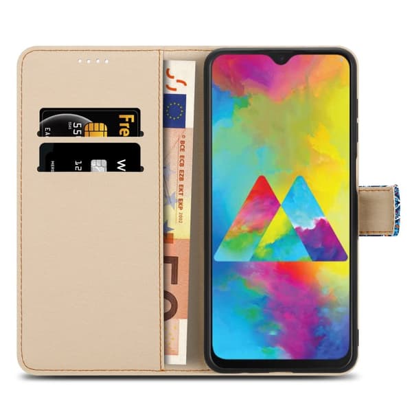 Lommebokdeksel til Samsung Galaxy M21 / M30s Beskyttelsesetui med magnetisk lukking, stativfunksjon og kortspor