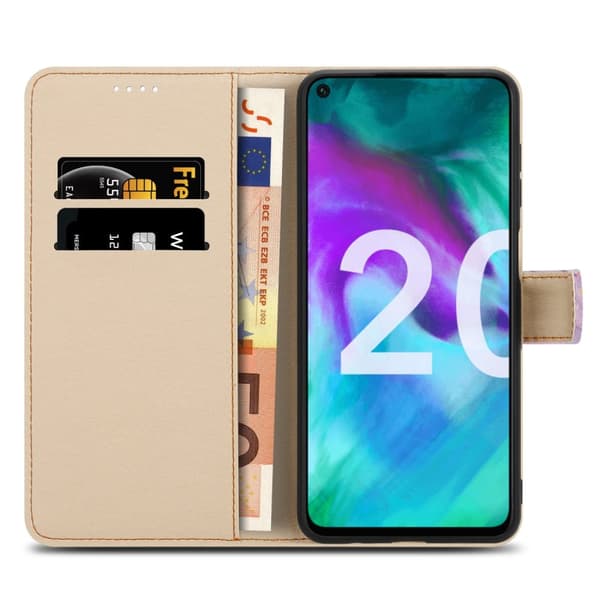 Lommebokdeksel til Honor 20 / 20S / Huawei NOVA 5T Beskyttelsesetui med magnetisk lukking, stativfunksjon og kortspor