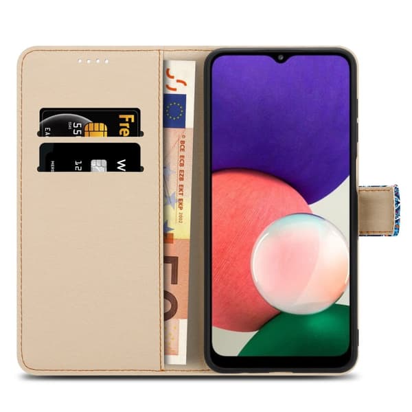 Lommebokdeksel til Samsung Galaxy A22 5G Beskyttelsesetui med magnetisk lukking, stativfunksjon og kortspor