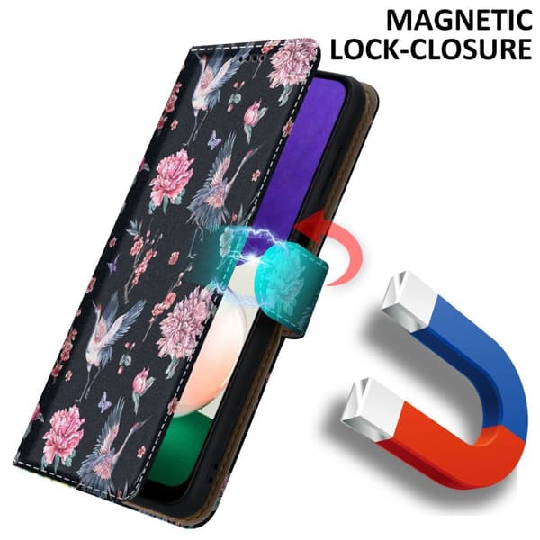 Samsung Galaxy A22 5G Suojakotelo Lompakkokotelo Matkapuhelinkotelo Suojakuori jossa on magneettisuljenta, jalusta ja korttipaikka