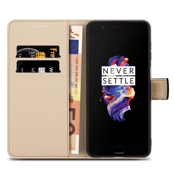 Lommebokdeksel til OnePlus 5 Beskyttelsesetui med magnetisk lukking, stativfunksjon og kortspor