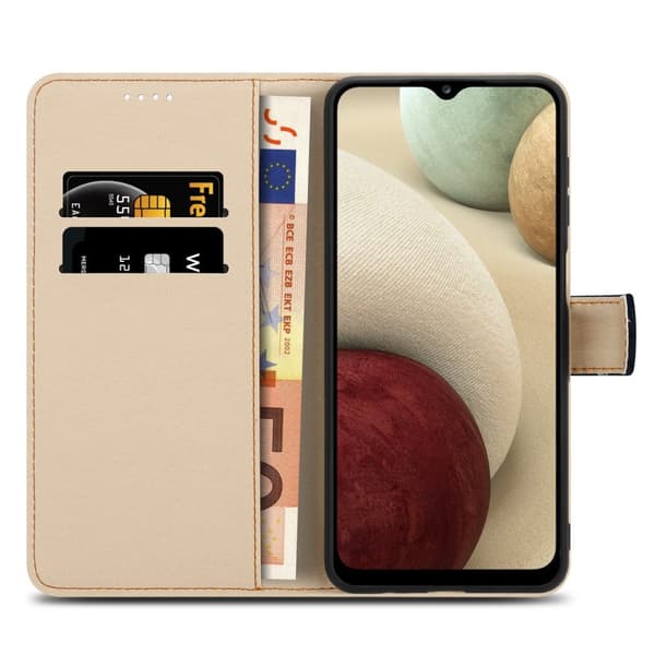 Samsung Galaxy A12 / M12 Suojakotelo Lompakkokotelo Matkapuhelinkotelo Suojakuori jossa on magneettisuljenta, jalusta ja korttipaikka