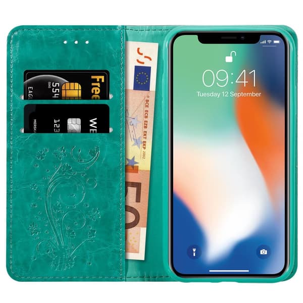 iPhone XS MAX Suojakotelo Suojakuori Lompakkokotelo Matkapuhelinkotelo jossa on magneettisuljenta, jalusta-toiminto ja korttipaikka