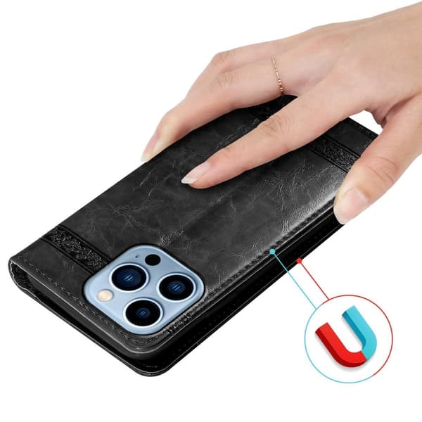 iPhone 13 PRO MAX Suojakotelo Suojakuori  Lompakkokotelo Matkapuhelinkotelo jossa on magneettisuljenta, jalusta-toiminto ja korttipaikka