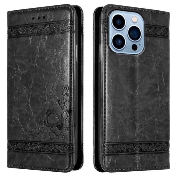 Lommebokdeksel til iPhone 13 PRO MAX beskyttelsesetui med magnetisk lukking, stativfunksjon og kortspor