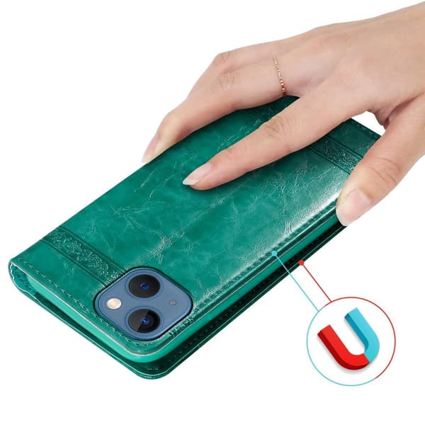 iPhone 13 Plånboksfodral Skal Fodral med prydnadsföremål Mobilskydd med magnetisk stängning, ståfunktion och kortficka