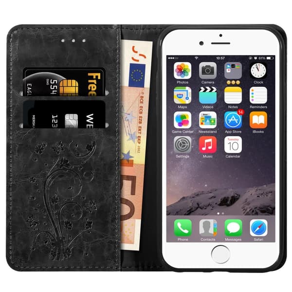 Lommebokdeksel til iPhone 6 / 6S beskyttelsesetui med magnetisk lukking, stativfunksjon og kortspor