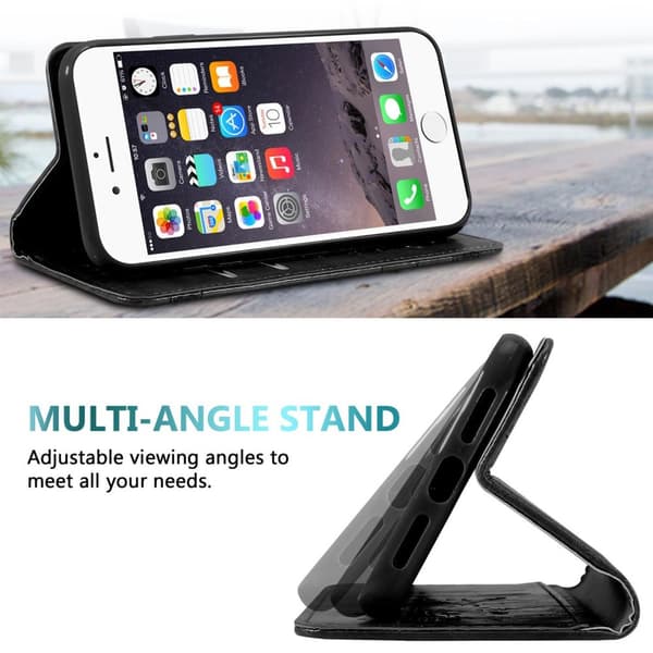 Lommebokdeksel til iPhone 6 / 6S beskyttelsesetui med magnetisk lukking, stativfunksjon og kortspor