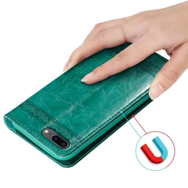 Lommebokdeksel til iPhone 7 PLUS / 7S PLUS / 8 PLUS beskyttelsesetui med magnetisk lukking, stativfunksjon og kortspor