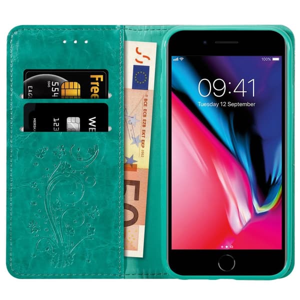 Lommebokdeksel til iPhone 7 PLUS / 7S PLUS / 8 PLUS beskyttelsesetui med magnetisk lukking, stativfunksjon og kortspor