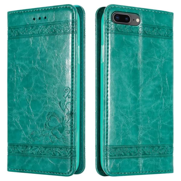 Lommebokdeksel til iPhone 7 PLUS / 7S PLUS / 8 PLUS beskyttelsesetui med magnetisk lukking, stativfunksjon og kortspor Turkis