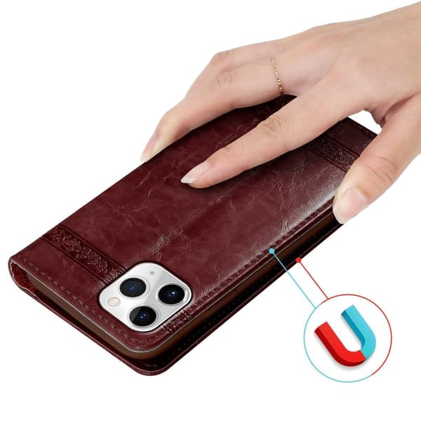 Lommebokdeksel til iPhone 11 PRO MAX beskyttelsesetui med magnetisk lukking, stativfunksjon og kortspor
