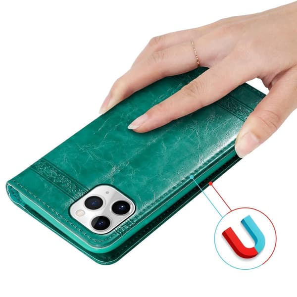 Lommebokdeksel til iPhone 11 PRO MAX beskyttelsesetui med magnetisk lukking, stativfunksjon og kortspor