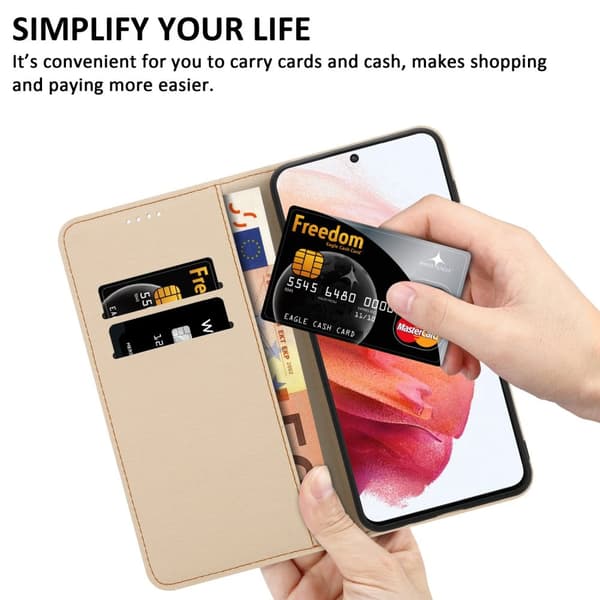 Lommebokdeksel til Samsung Galaxy S22 Beskyttelsesetui med magnetisk lukking, stativfunksjon og kortspor
