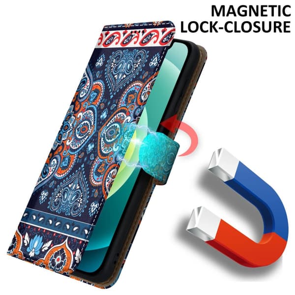 Lommebokdeksel til iPhone 12 MINI Beskyttelsesetui med magnetisk lukking, stativfunksjon og kortspor