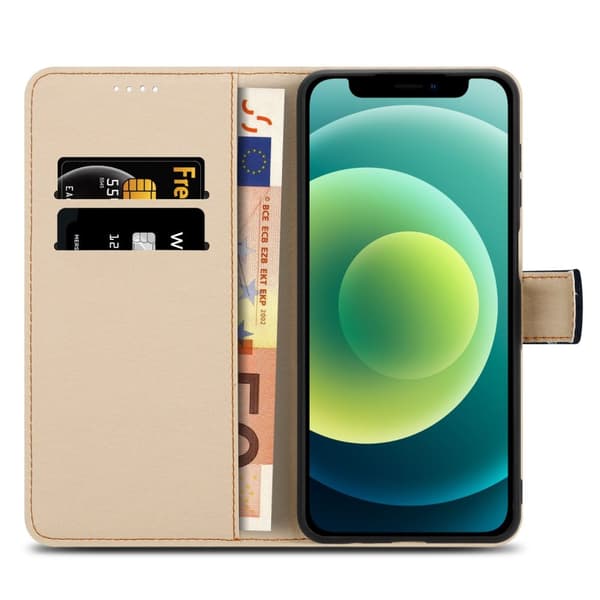 Lommebokdeksel til iPhone 12 MINI Beskyttelsesetui med magnetisk lukking, stativfunksjon og kortspor