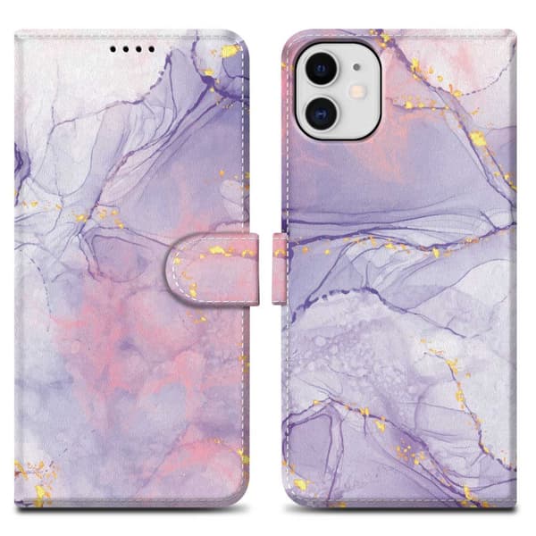 iPhone 11 Pungetui Cover Case () Pink Lilla Marmor Nr. 5