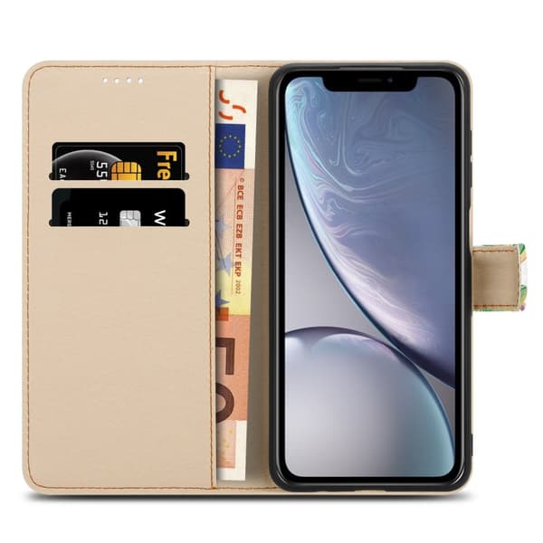 iPhone XR Suojakotelo Lompakkokotelo Matkapuhelinkotelo Suojakuori jossa on magneettisuljenta, jalusta ja korttipaikka