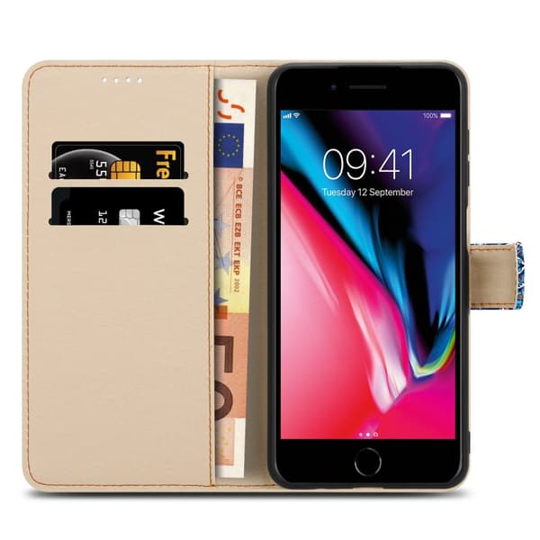 iPhone 7 PLUS / 7S PLUS / 8 PLUS Suojakotelo Lompakkokotelo Matkapuhelinkotelo Suojakuori jossa on magneettisuljenta, jalusta ja korttipaikka