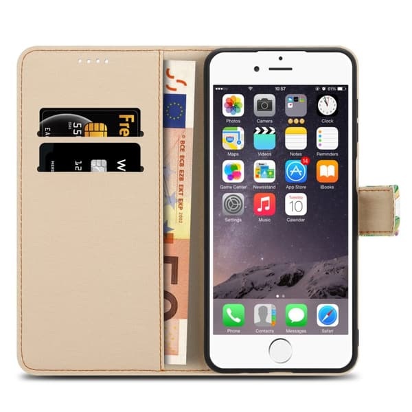 iPhone 6 / 6S Skal Plånboksfodral Mobilskydd Fodral Case med magnetisk stängning, ståfunktion och kortficka