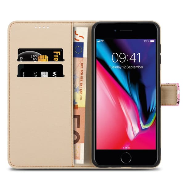 Lommebokdeksel til iPhone 7 / 7S / 8 / SE 2020 Beskyttelsesetui med magnetisk lukking, stativfunksjon og kortspor