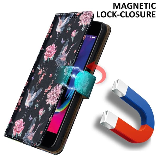 Lommebokdeksel til iPhone 7 / 7S / 8 / SE 2020 Beskyttelsesetui med magnetisk lukking, stativfunksjon og kortspor