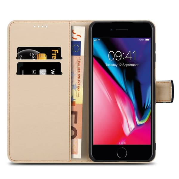 Lommebokdeksel til iPhone 7 / 7S / 8 / SE 2020 Beskyttelsesetui med magnetisk lukking, stativfunksjon og kortspor