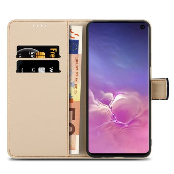 Lommebokdeksel til Samsung Galaxy S10 4G Beskyttelsesetui med magnetisk lukking, stativfunksjon og kortspor
