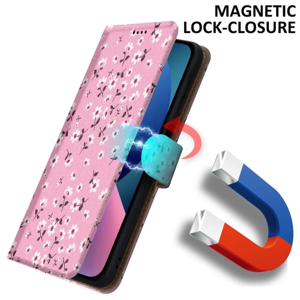 Lommebokdeksel til iPhone 13 Beskyttelsesetui med magnetisk lukking, stativfunksjon og kortspor
