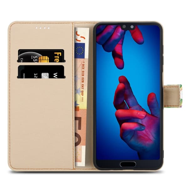 Lommebokdeksel til Huawei P20 Beskyttelsesetui med magnetisk lukking, stativfunksjon og kortspor